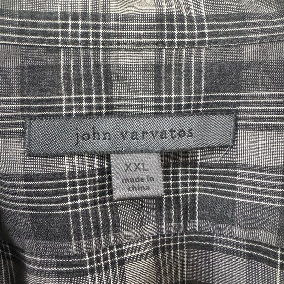 John Varvatos Gray Plaid Long Sleeve Roll Tab Sleeves Button Down Shirt XXL EUC - Picture 6 of 11